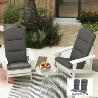 Outsunny Patio Chair Cushions for Adirondack Chair Replacement Cushions with Back and Ties, Set of 2, Grey(m-8)