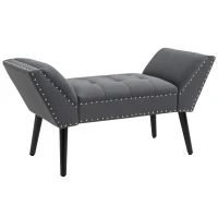 HOMCOM Modern Button Tufted Sitting Bench, Accent Fabric Upholstered Ottoman for Bedroom or Living Room, Charcoal Grey(m-1)