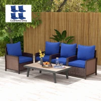 Outsunny 8 Patio Chair Cushions with Seat & Backrest, Fade Resistant Seat Replacement Cushion Set, Navy Blue(m-10)