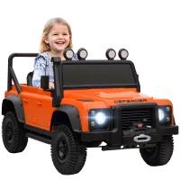 Qaba Land Rover Licensed Kids Ride on Truck with Remote Control, Spring Suspension, LED Lights, 3 Speed for Ages 3-5, Orange(m-11)