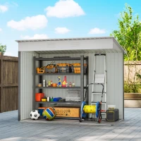 Outsunny 7' x 4' Outdoor Storage Shed, Metal Garden Tool Storage House Organizer with Lockable Sliding Doors and Vents for Backyard Patio Lawn, Charcoal Grey(m-8)