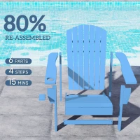 Outsunny Classic Adirondack Chair, Muskoka Chairs, Garden Deck Chair with Cup Holder for Patio, Indoor, Backyard, Blue(m-5)