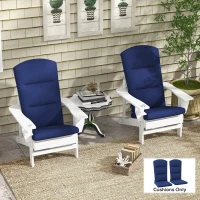 Outsunny Patio Chair Cushions for Adirondack Chair Replacement Cushions with Back and Ties, Set of 2, Blue(m-1)