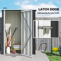 Outsunny 4.7' x 3' Outdoor Storage Shed, Galvanized Metal Utility Garden Tool House, 2 Vents and Lockable Door for Backyard, Patio, Garage, Lawn, Gray(m-5)