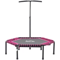 Soozier 48" Adult Hexagon Rebounder Trampoline Fitness Bungee Jumping Cardio Trainer Outdoor Bouncer Jumper Adjustable Bar Pink(m-1)