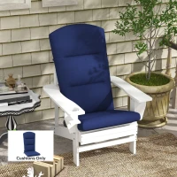Outsunny Patio Chair Cushion for Adirondack Chairs Replacement Cushion with Back and Ties, Blue(m-1)