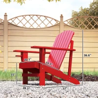 Outsunny Wooden Adirondack Chair with Cup Holder, Red(m-3)