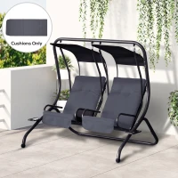 Outsunny 84A-052 Series Outdoor Porch Swing Cushions with Seat & Tufted Back, Backrest Ties, Set of 2 Replacement Cushions for Patio Furniture, Gray(m-2)