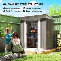 Outsunny 6' x 4' Metal Garden Shed, Backyard Tool Storage Shed with Dual Locking Doors, 2 Air Vents and Steel Frame, Gray(m-4)