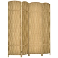 HOMCOM Folding Room Divider Screen 4 Panel 5.6 ' Tall Privacy Screen Freestanding Room Partition for Home Office, Nature Wood(m-11)