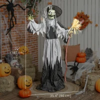 Outsunny Animatronics Standing Witch, Voice-Activated Prop, Spinning Head & Flashing Eyes, Easy Setup Indoor, Black(m-3)