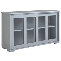 HOMCOM Sideboard Buffet Cabinet, Stackable Credenza, Coffee Bar Cabinet with Sliding Glass Door and Adjustable Shelf, Gray(m-1)