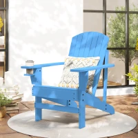Outsunny Classic Adirondack Chair, Muskoka Chairs, Garden Deck Chair with Cup Holder for Patio, Indoor, Backyard, Blue(m-1)