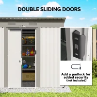 Outsunny 7' x 4' Metal Garden Shed, Backyard Tool Storage Shed with Dual Locking Doors, 2 Air Vents and Steel Frame, Silver(m-5)