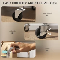 HOMCOM 4 Tier Stainless Steel Rolling Cart with Adjustable Shelves, Utility Cart on Wheels with Handles for Kitchen, Silver(m-6)