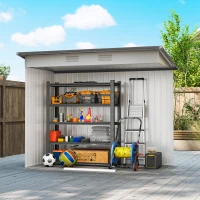 Outsunny 8' x 4' Metal Garden Shed, Backyard Tool Storage Shed with Dual Locking Doors, 2 Air Vents and Steel Frame, White(m-7)