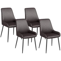 HOMCOM Upholstered Kitchen Chairs, Modern Dining Chairs Set of 4 with Diamond Tufting and Steel Legs for Dining Room, Brown(m-11)