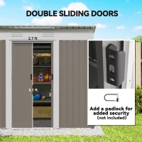 Outsunny 7' x 4' Metal Garden Shed, Backyard Tool Storage Shed with Dual Locking Doors, 2 Air Vents and Steel Frame, Light Gray(m-5)