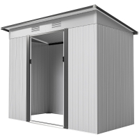 Outsunny 8' x 4' Metal Garden Shed, Backyard Tool Storage Shed with Dual Locking Doors, 2 Air Vents and Steel Frame, White
