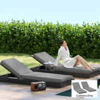 Outsunny 2-Piece Patio Chair Cushions with Backrests, Replacement Cushions for Outdoor Lounge Chair, Gray(m-2)