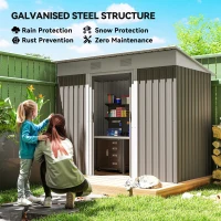 Outsunny 7' x 4' Metal Garden Shed, Backyard Tool Storage Shed with Dual Locking Doors, 2 Air Vents and Steel Frame, Light Gray(m-4)