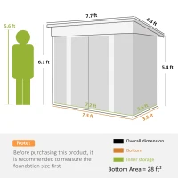 Outsunny 8' x 4' Metal Garden Shed, Backyard Tool Storage Shed with Dual Locking Doors, 2 Air Vents and Steel Frame, White(m-3)