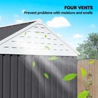 Outsunny 8' x 6' Metal Garden Storage Shed, Extra Large Outdoor Tool Storage House w/ Doors, Window and Air Vents, Dark Gray(m-6)