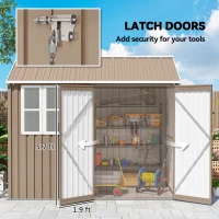 Outsunny 8' x 6' Metal Garden Storage Shed, Extra Large Outdoor Tool Storage House w/ Doors, Window and Air Vents, Brown(m-7)