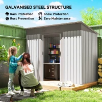 Outsunny 7' x 4' Metal Garden Shed, Backyard Tool Storage Shed with Dual Locking Doors, 2 Air Vents and Steel Frame, Silver(m-4)