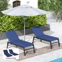 Outsunny 2-Piece Patio Chair Cushions with Backrests, Replacement Cushions for Outdoor Lounge Chair, Navy(m-10)