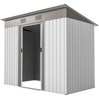 Outsunny 7' x 4' Metal Garden Shed, Backyard Tool Storage Shed with Dual Locking Doors, 2 Air Vents and Steel Frame, Silver