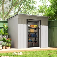 Outsunny 8' x 4' Metal Garden Shed, Backyard Tool Storage Shed with Dual Locking Doors, 2 Air Vents and Steel Frame, White(m-10)