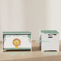 Qaba Toy Chest, Kids Storage Chest with Lid, Safety Hinges and Groove Handles for Boys, Girls, Green(m-3)