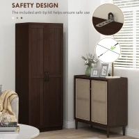 HOMCOM 63" Kitchen Storage Cabinet, 5-tier Pantry Cabinet with Doors and Adjustable Shelves for Dining Room, Dark Brown(m-6)