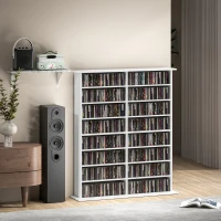 HOMCOM 8-Tier DVD Shelf with 12 Adjustable Shelves, Double CD Shelf, Holds 720 CDs, 396 DVDs or 396 Blu-rays, White(m-10)