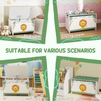 Qaba Toy Chest, Kids Storage Chest with Lid, Safety Hinges and Groove Handles for Boys, Girls, Green(m-6)