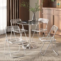 HOMCOM 4 Pack Acrylic Foldable Chairs, Transparent Folding Chairs for Living Room, Home Office, Party, Clear(m-9)
