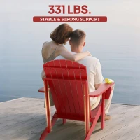 Outsunny Wooden Adirondack Chair with Cup Holder, Red(m-7)