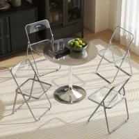 HOMCOM 4 Pack Acrylic Foldable Chairs, Transparent Folding Chairs for Living Room, Home Office, Party, Clear(m-7)