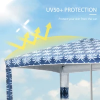 Outsunny Beach Umbrella, 6.5' Easy-Assembly Sun-Shade Shelter with Sandbags and Carry Bag, Cool UV50+, Dark Blue(m-4)