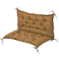 Outsunny Proch Swing Cushion, 40.5" x 40" x 4" Outdoor Bench Cushion with Backrest, 4" Thick Filling and String Ties, 2 Seater, Brown(m-11)