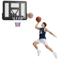 Soozier Wall Mounted Basketball Hoop, Basketball Goal Combo Kit with 43" Reinforced Shatter Resistant Backboard and All Weather Net for Indoor or Outdoor Use(m-11)