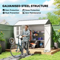 Outsunny 8' x 6' Metal Garden Storage Shed, Extra Large Outdoor Tool Storage House w/ Doors, Window and Air Vents, White(m-4)