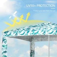 Outsunny Beach Umbrella, 6.5' Easy-Assembly Sun-Shade Shelter with Sandbags and Carry Bag, Cool UV50+, Green(m-4)