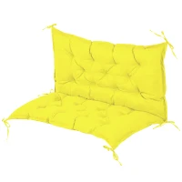 Outsunny Proch Swing Cushion, 40.5" x 40" x 4" Outdoor Bench Cushion with Backrest, 4" Thick Filling and String Ties, 2 Seater, Yellow(m-11)
