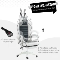 HOMCOM Cute Racing Gamer Chair, PU Leather Gaming Chair with Footrest, Headrest and Lumbar Support, Black(m-5)
