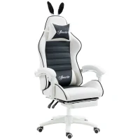 HOMCOM Cute Racing Gamer Chair, PU Leather Gaming Chair with Footrest, Headrest and Lumbar Support, Black(m-2)