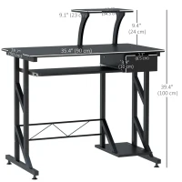 HOMCOM Computer Desk with Keyboard Tray, Writing Desk with Drawer, Workstation for Home Office, Black (35.4"Lx19.7"Wx39.4"H)(m-3)
