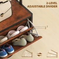 HOMCOM 5-In-1 Coat Rack Shoe Bench, Hall Tree with Bench, Shoe Cabinet, 10 Hooks for Hallway, Mud Room, Rustic Brown(m-6)