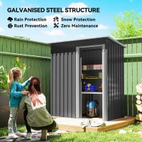 Outsunny 5 x 3 FT Outdoor Storage Shed with Sliding Door and Sloped Roof, Steel Frame Garden Shed Tool Equipment, Black(m-4)